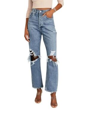 AGOLDE - 90's Mid Rise Loose Fit Jeans in Fall Out Size 26 Distressed